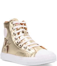 Dingo Knarly Metallic Leather O-Ring Harness Hardware High-Top Harness Sneakers