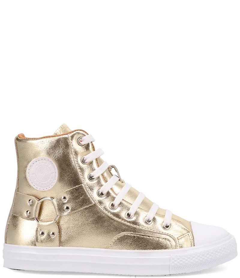 Dingo Knarly Metallic Leather O-Ring Harness Hardware High-Top Harness Sneakers