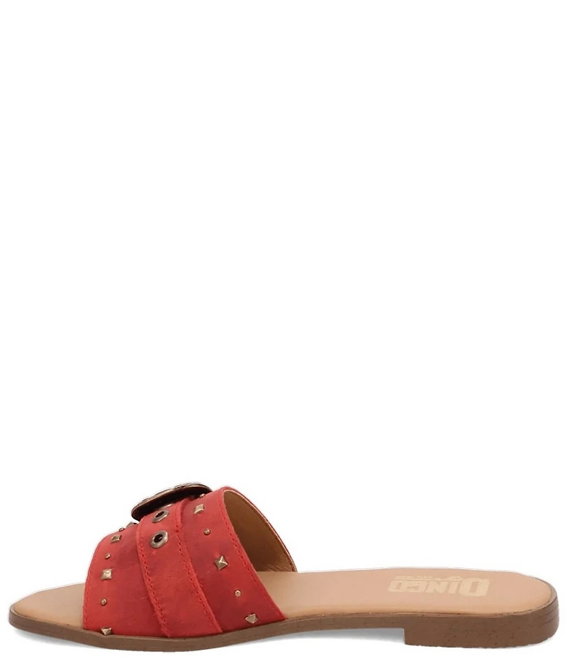 Dingo Lariat Leather Studded Buckle Hardware Slide Sandals