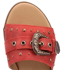 Dingo Lariat Leather Studded Buckle Hardware Slide Sandals