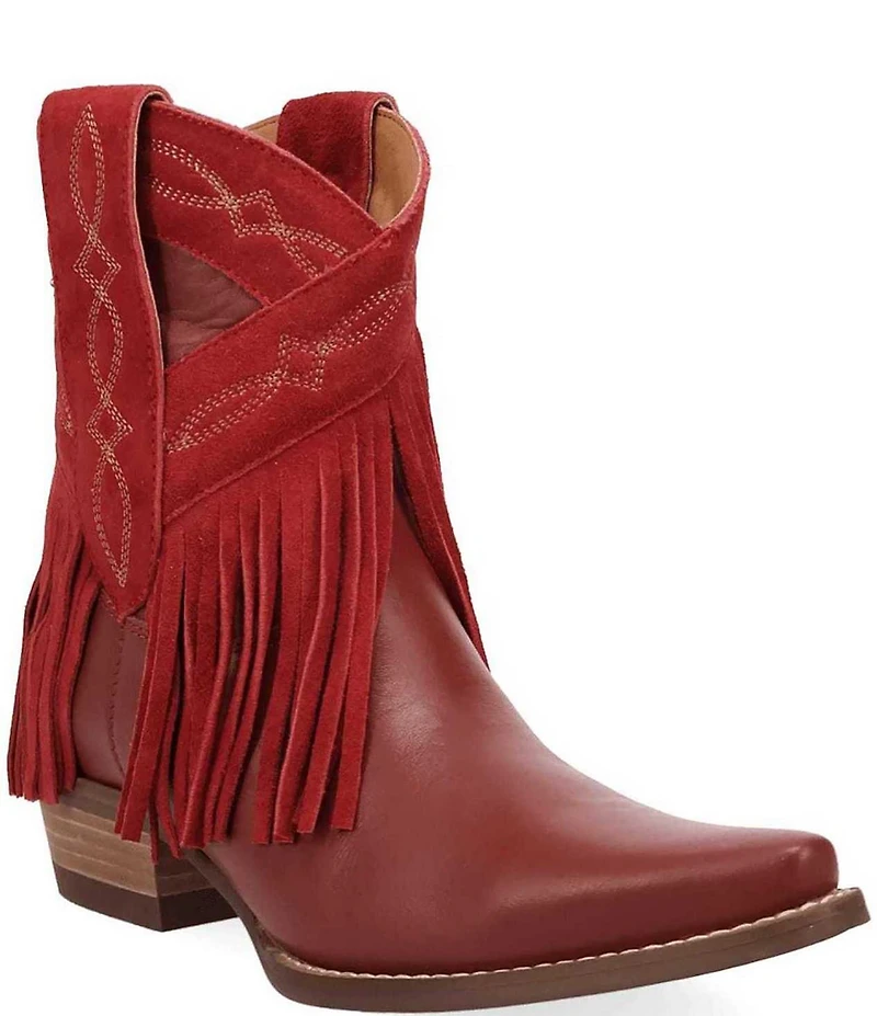 Dingo Last Ride Leather Suede Fringe Western Booties