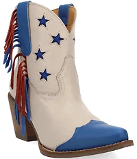 Dingo Liberty Leather Fringed Patriotic Booties