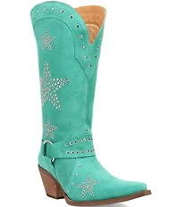 Dingo Lucky Stars Suede Metallic Studded O-Ring Hardware Tall Western Boots