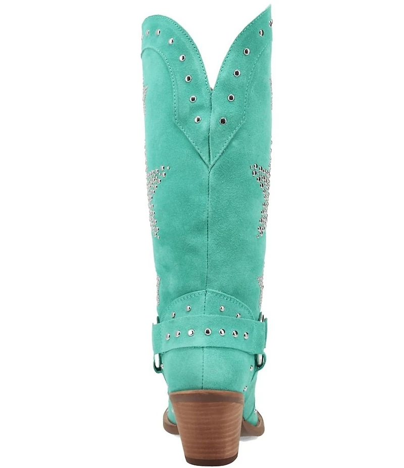 Dingo Lucky Stars Suede Metallic Studded O-Ring Hardware Tall Western Boots