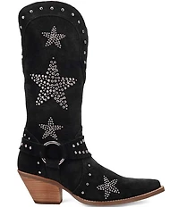 Dingo Lucky Stars Suede Metallic Studded O-Ring Hardware Tall Western Boots