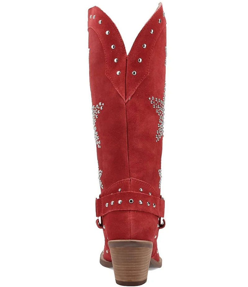 Dingo Lucky Stars Suede Metallic Studded O-Ring Hardware Tall Western Boots