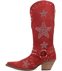 Dingo Lucky Stars Suede Metallic Studded O-Ring Hardware Tall Western Boots