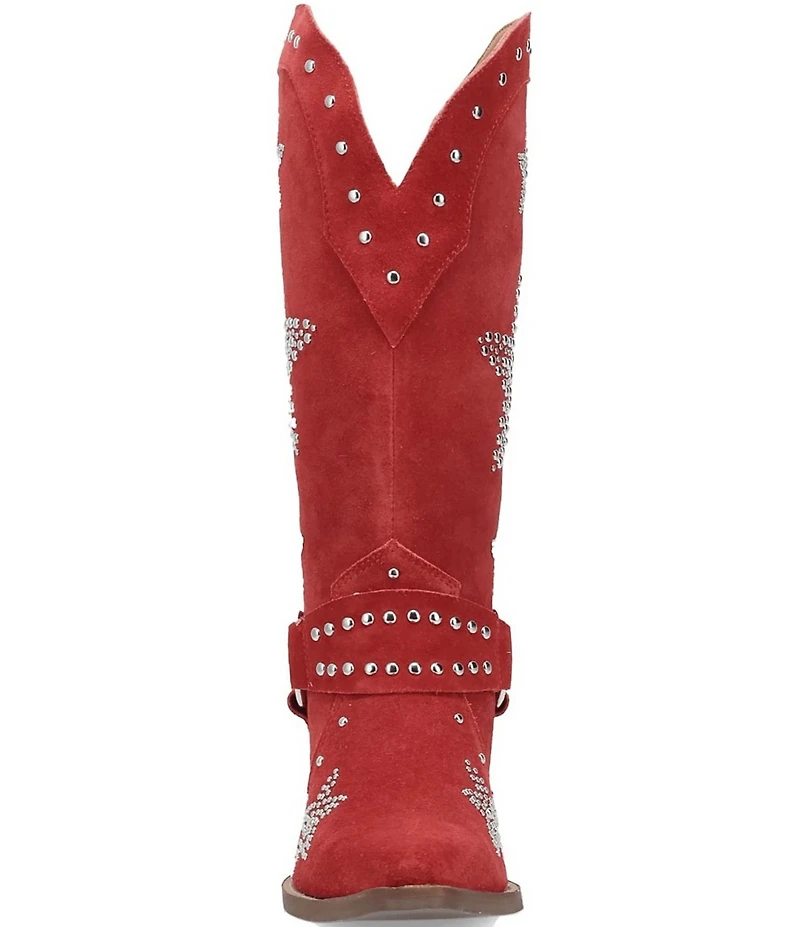 Dingo Lucky Stars Suede Metallic Studded O-Ring Hardware Tall Western Boots
