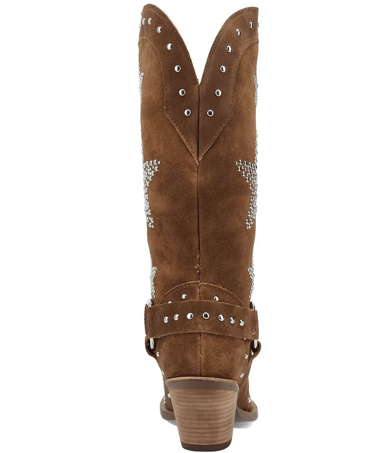 Dingo Lucky Stars Suede Metallic Studded O-Ring Hardware Tall Western Boots