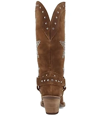 Dingo Lucky Stars Suede Metallic Studded O-Ring Hardware Tall Western Boots