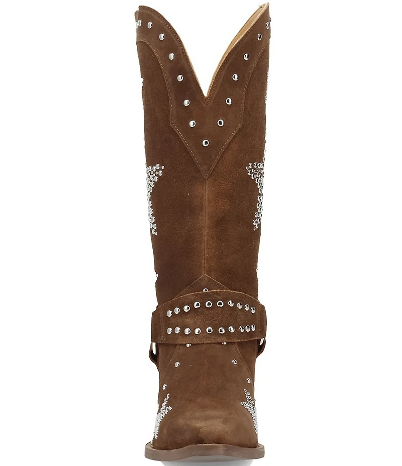 Dingo Lucky Stars Suede Metallic Studded O-Ring Hardware Tall Western Boots