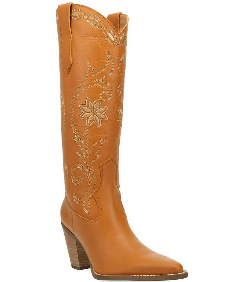 Dingo Miss Daisy Leather Floral Embroidered Western Tall Boots