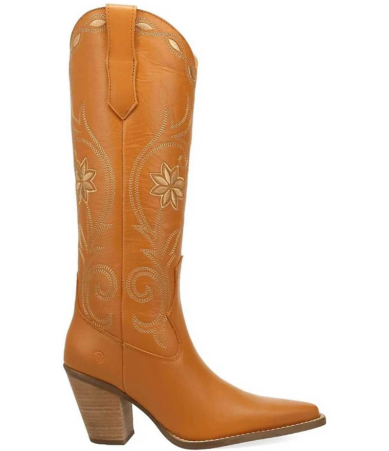 Dingo Miss Daisy Leather Floral Embroidered Western Tall Boots