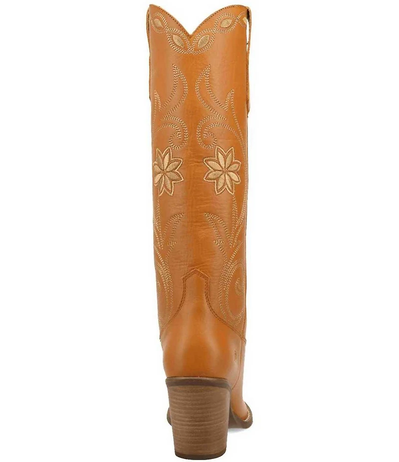 Dingo Miss Daisy Leather Floral Embroidered Western Tall Boots