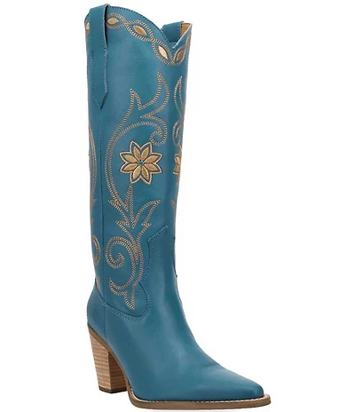 Dingo Miss Daisy Leather Floral Embroidered Western Tall Boots