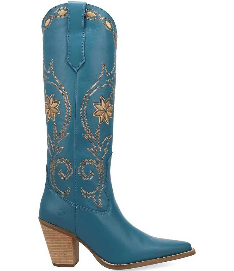 Dingo Miss Daisy Leather Floral Embroidered Western Tall Boots