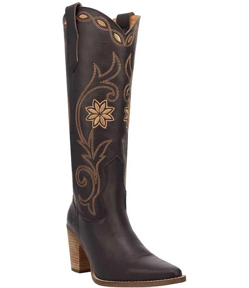Dingo Miss Daisy Leather Floral Embroidered Western Tall Boots