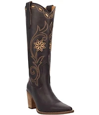 Dingo Miss Daisy Leather Floral Embroidered Western Tall Boots