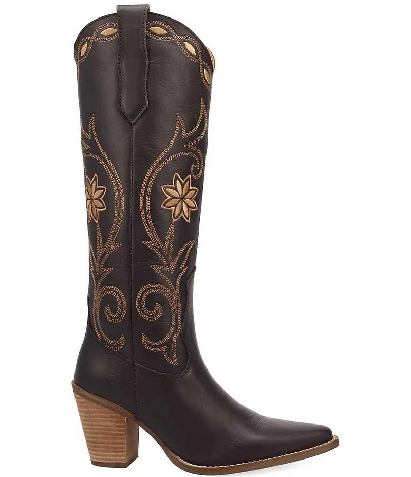 Dingo Miss Daisy Leather Floral Embroidered Western Tall Boots