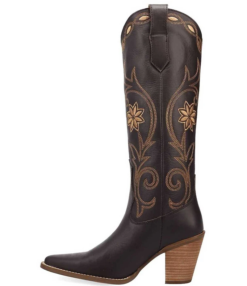 Dingo Miss Daisy Leather Floral Embroidered Western Tall Boots