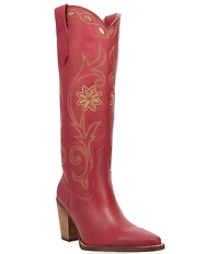 Dingo Miss Daisy Leather Floral Embroidered Western Tall Boots