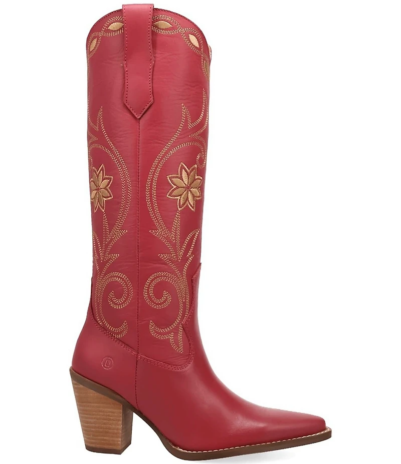 Dingo Miss Daisy Leather Floral Embroidered Western Tall Boots