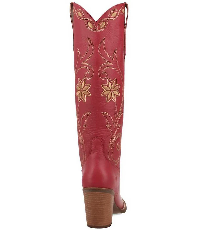 Dingo Miss Daisy Leather Floral Embroidered Western Tall Boots