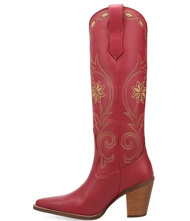 Dingo Miss Daisy Leather Floral Embroidered Western Tall Boots