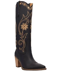 Dingo Miss Daisy Leather Floral Embroidered Western Tall Boots
