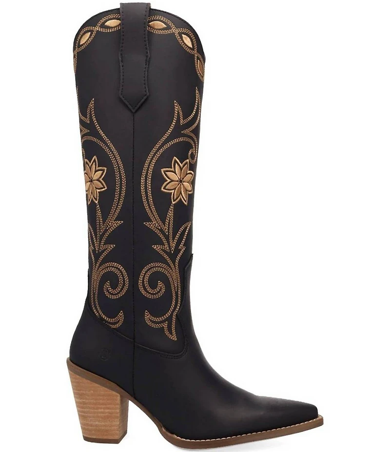 Dingo Miss Daisy Leather Floral Embroidered Western Tall Boots