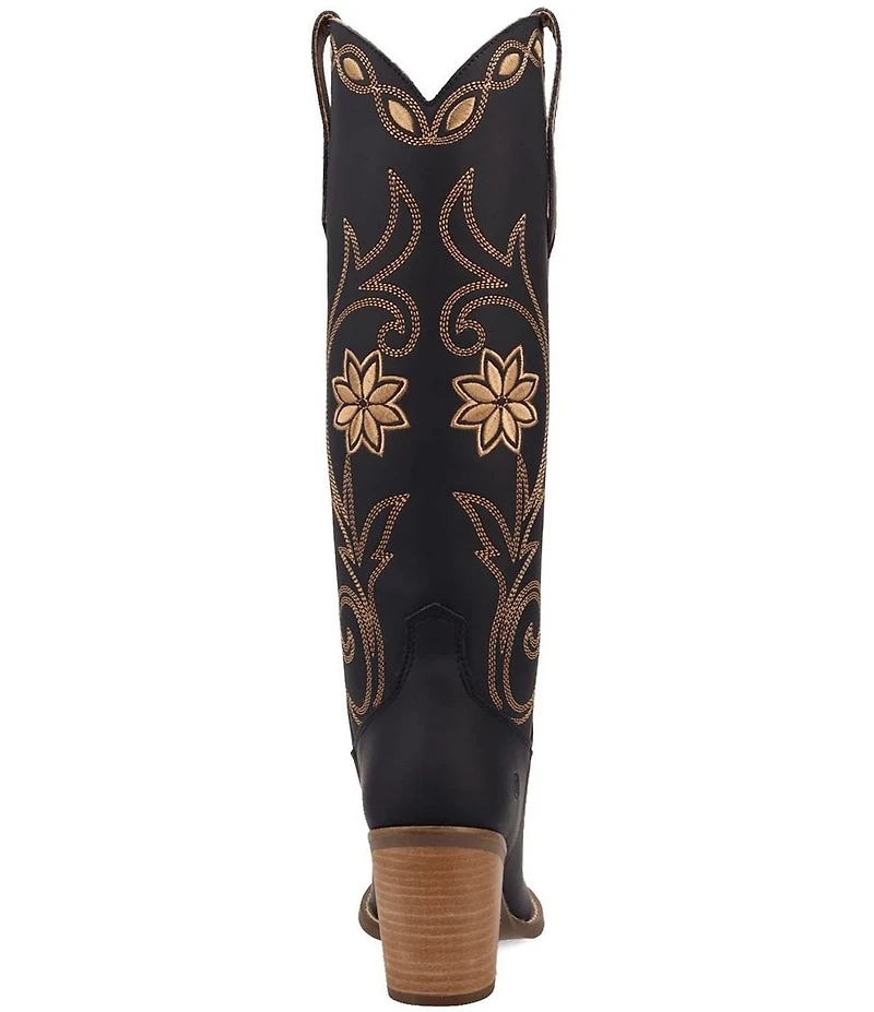 Dingo Miss Daisy Leather Floral Embroidered Western Tall Boots
