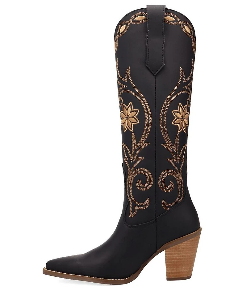 Dingo Miss Daisy Leather Floral Embroidered Western Tall Boots