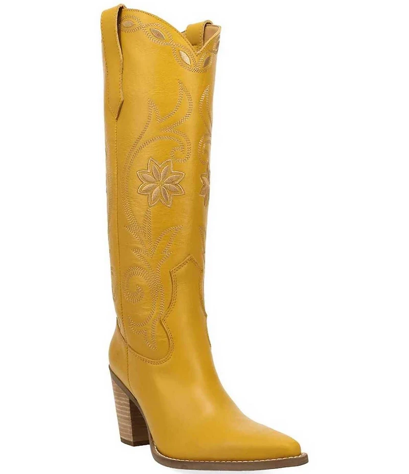 Dingo Miss Daisy Leather Floral Embroidered Western Tall Boots