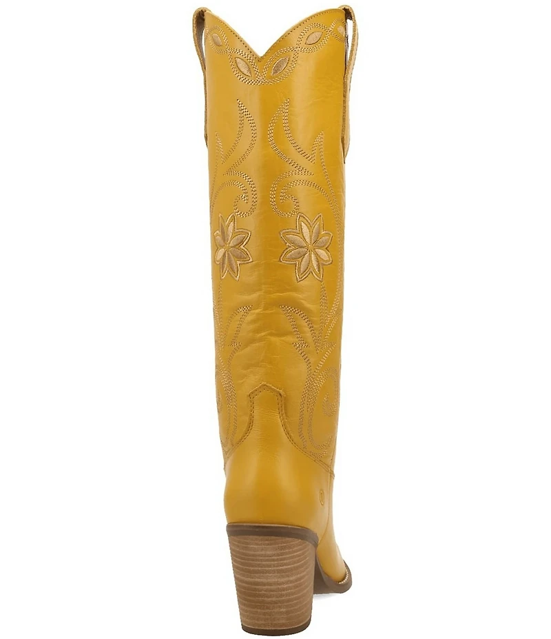 Dingo Miss Daisy Leather Floral Embroidered Western Tall Boots