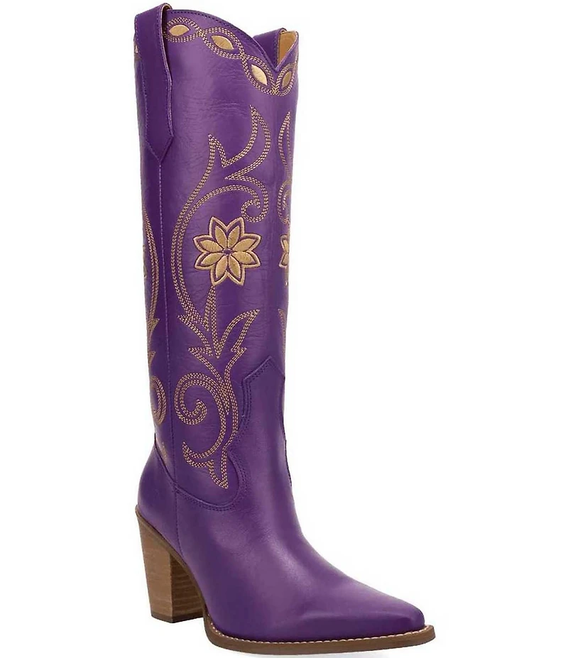 Dingo Miss Daisy Leather Floral Embroidered Western Tall Boots