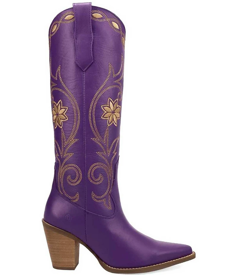 Dingo Miss Daisy Leather Floral Embroidered Western Tall Boots