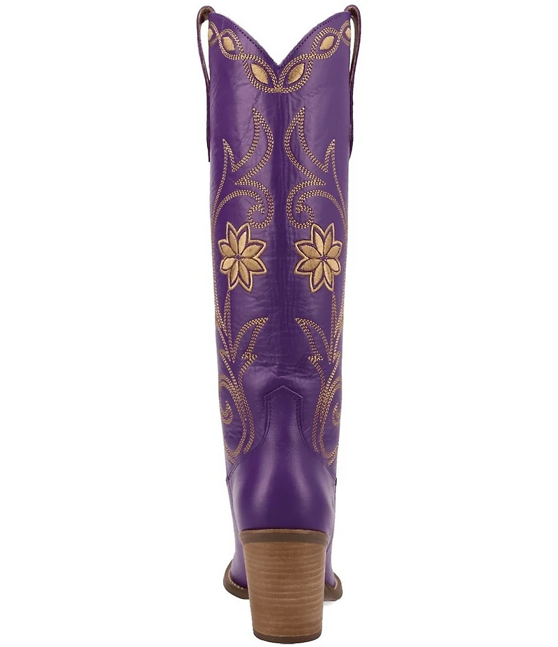 Dingo Miss Daisy Leather Floral Embroidered Western Tall Boots