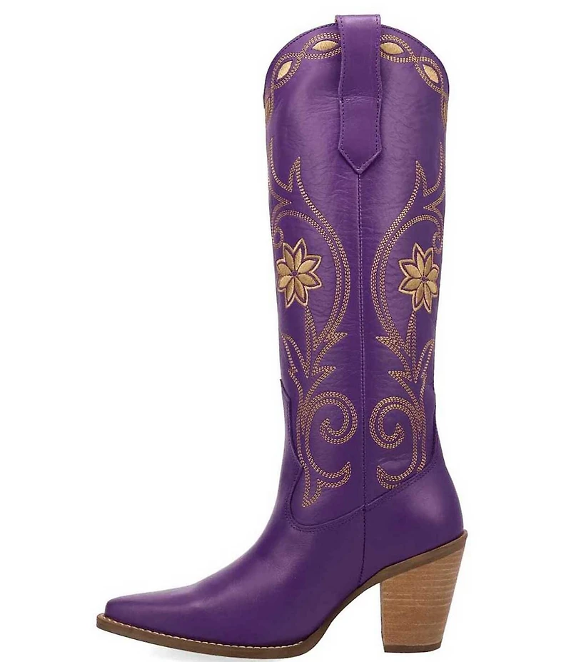 Dingo Miss Daisy Leather Floral Embroidered Western Tall Boots