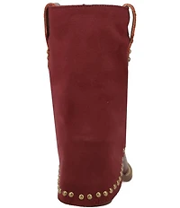 Dingo Off The Cuff Leather Studded Suede Cuffed Shaft Western Booties