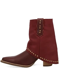 Dingo Off The Cuff Leather Studded Suede Cuffed Shaft Western Booties