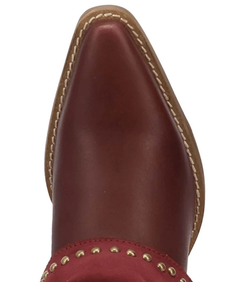 Dingo Off The Cuff Leather Studded Suede Cuffed Shaft Western Booties