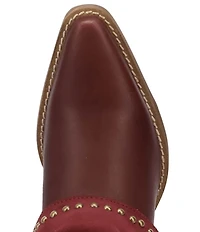 Dingo Off The Cuff Leather Studded Suede Cuffed Shaft Western Booties