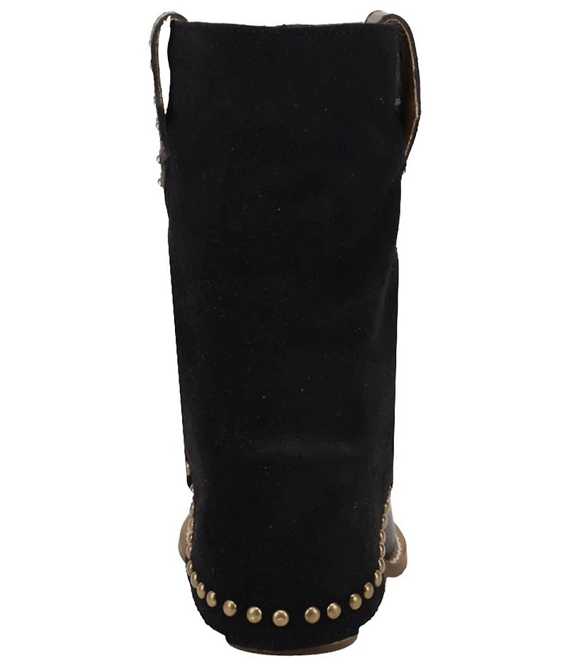 Dingo Off The Cuff Leather Studded Suede Cuffed Shaft Western Booties