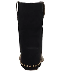 Dingo Off The Cuff Leather Studded Suede Cuffed Shaft Western Booties