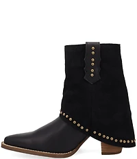 Dingo Off The Cuff Leather Studded Suede Cuffed Shaft Western Booties