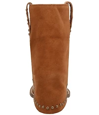 Dingo Off The Cuff Leather Studded Suede Cuffed Shaft Western Booties