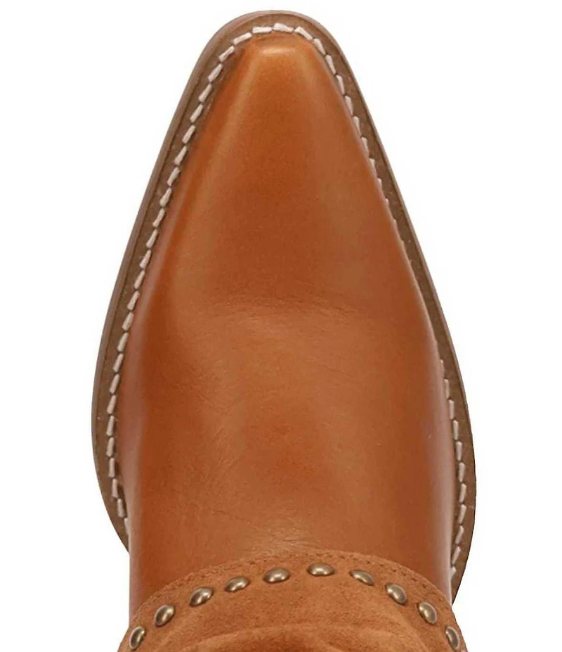 Dingo Off The Cuff Leather Studded Suede Cuffed Shaft Western Booties