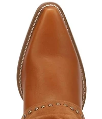 Dingo Off The Cuff Leather Studded Suede Cuffed Shaft Western Booties