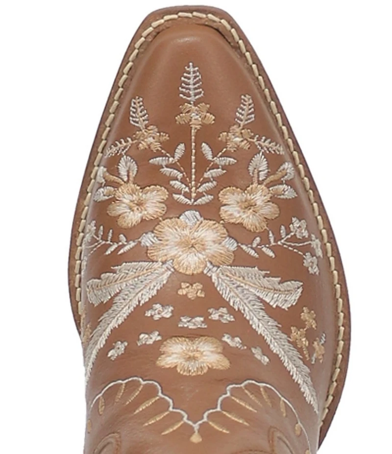 Dingo Primrose Leather Feather and Floral Embroidered Western Booties