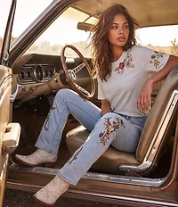 Dingo Primrose Leather Feather and Floral Embroidered Western Booties